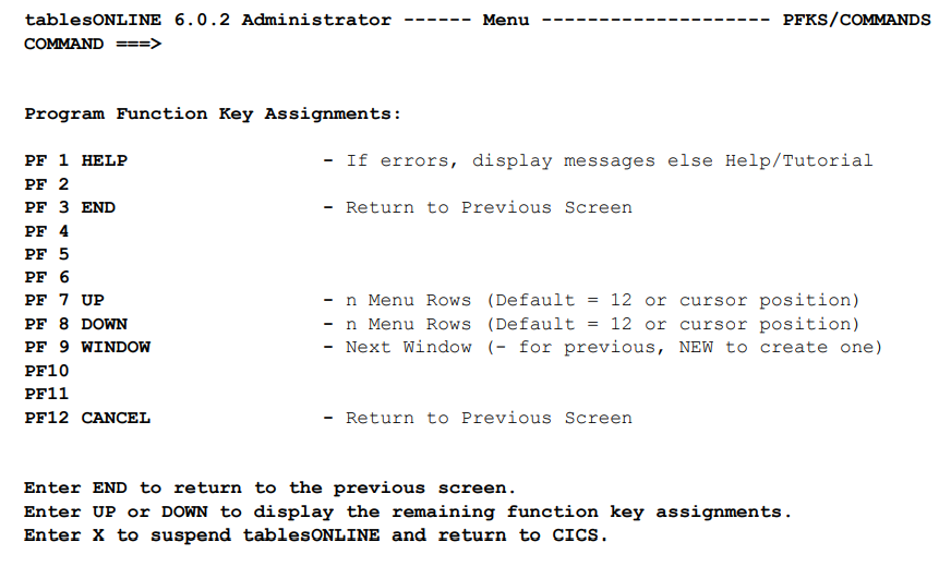 PFKS/Commands for Menu Processing