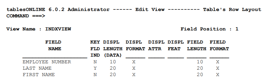 Example - INDXVIEW