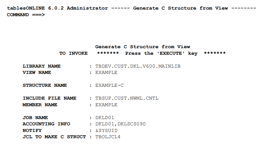 Generate C Struct Screen