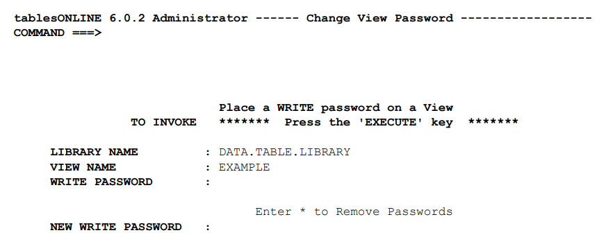 Change View Password Screen