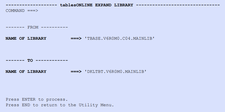 tablesONLINE EXPAND LIBRARY Screen