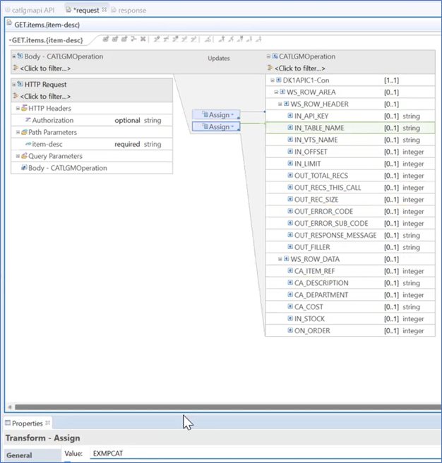 CATLGM Assign IN_TABLE_NAME
