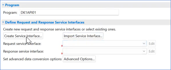 Create Service Interface button is in the middle of the image. An arrow displays over the Create Service Interface button.