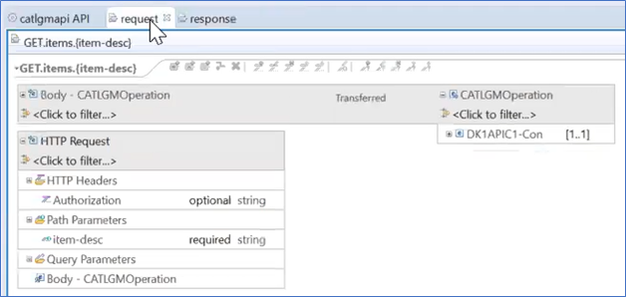 Two tabs display, Request and Response Mapping