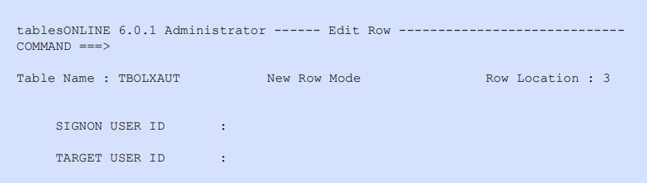 Edit Cross-Authorization table—edit row