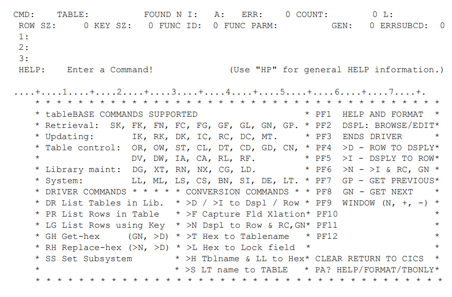 DK1TDRVC sign-on help screen