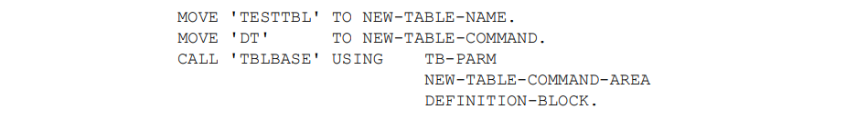Defining a table