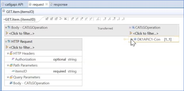 Request and response tabs with the DK1APIC1-Con
